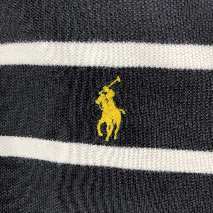 Ralph Lauren POLO by Ralph Lauren short sleeve striped polo shirt, men's XL size cotton black type Vintage Second Hand