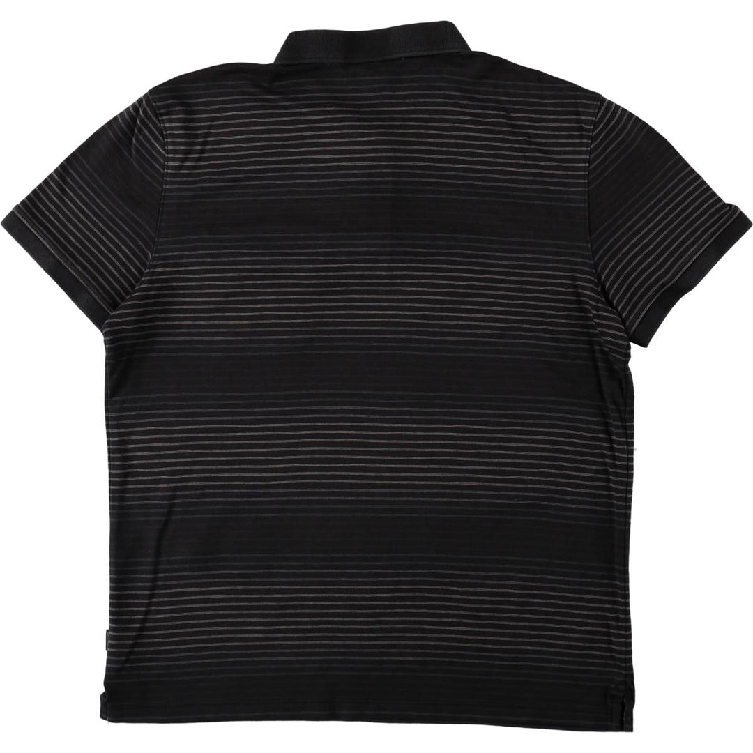 Calvin Klein short-sleeved striped polo shirt, men's size M (approx.) cotton black type Vintage Second Hand