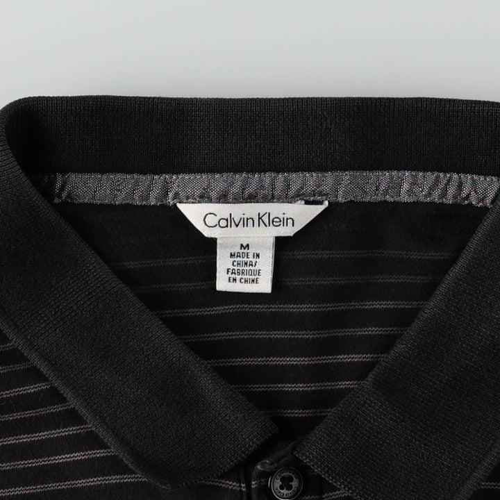 Calvin Klein short-sleeved striped polo shirt, men's size M (approx.) cotton black type Vintage Second Hand