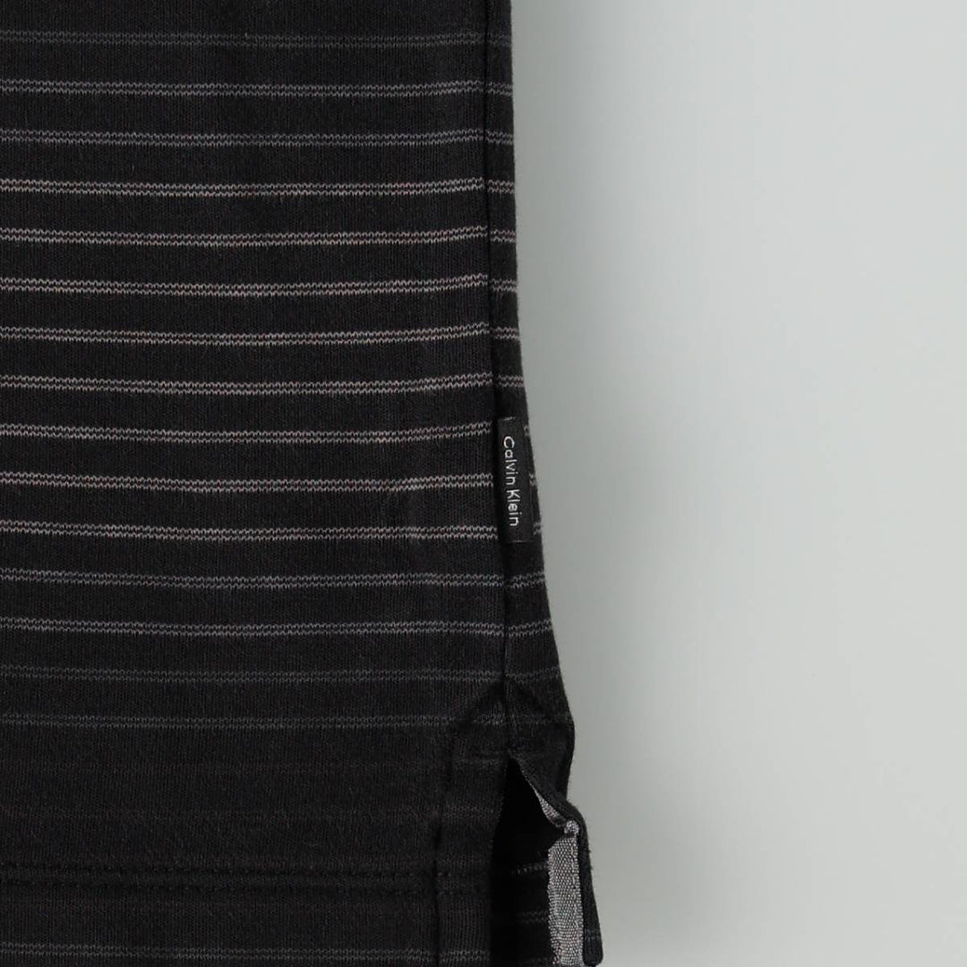 Calvin Klein short-sleeved striped polo shirt, men's size M (approx.) cotton black type Vintage Second Hand