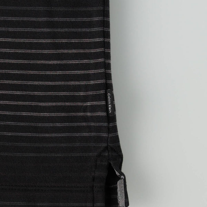 Calvin Klein short-sleeved striped polo shirt, men's size M (approx.) cotton black type Vintage Second Hand