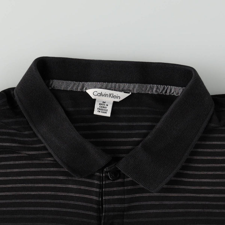 Calvin Klein short-sleeved striped polo shirt, men's size M (approx.) cotton black type Vintage Second Hand