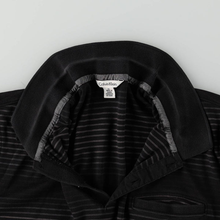 Calvin Klein short-sleeved striped polo shirt, men's size M (approx.) cotton black type Vintage Second Hand