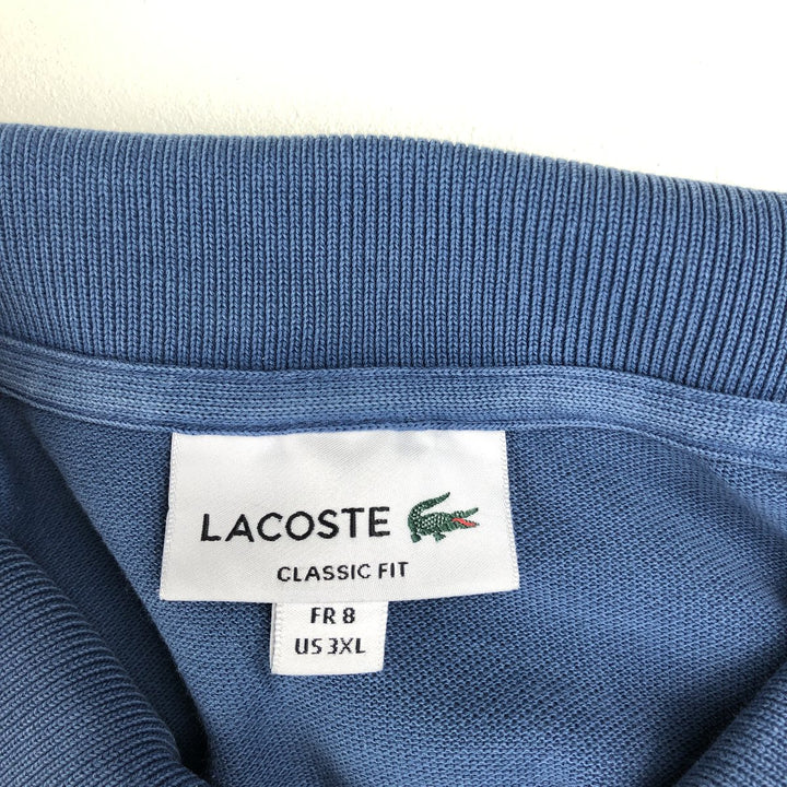 Big size Lacoste Classic Fit short sleeve polo shirt for men, equivalent to XXXL cotton blue type Vintage Second Hand