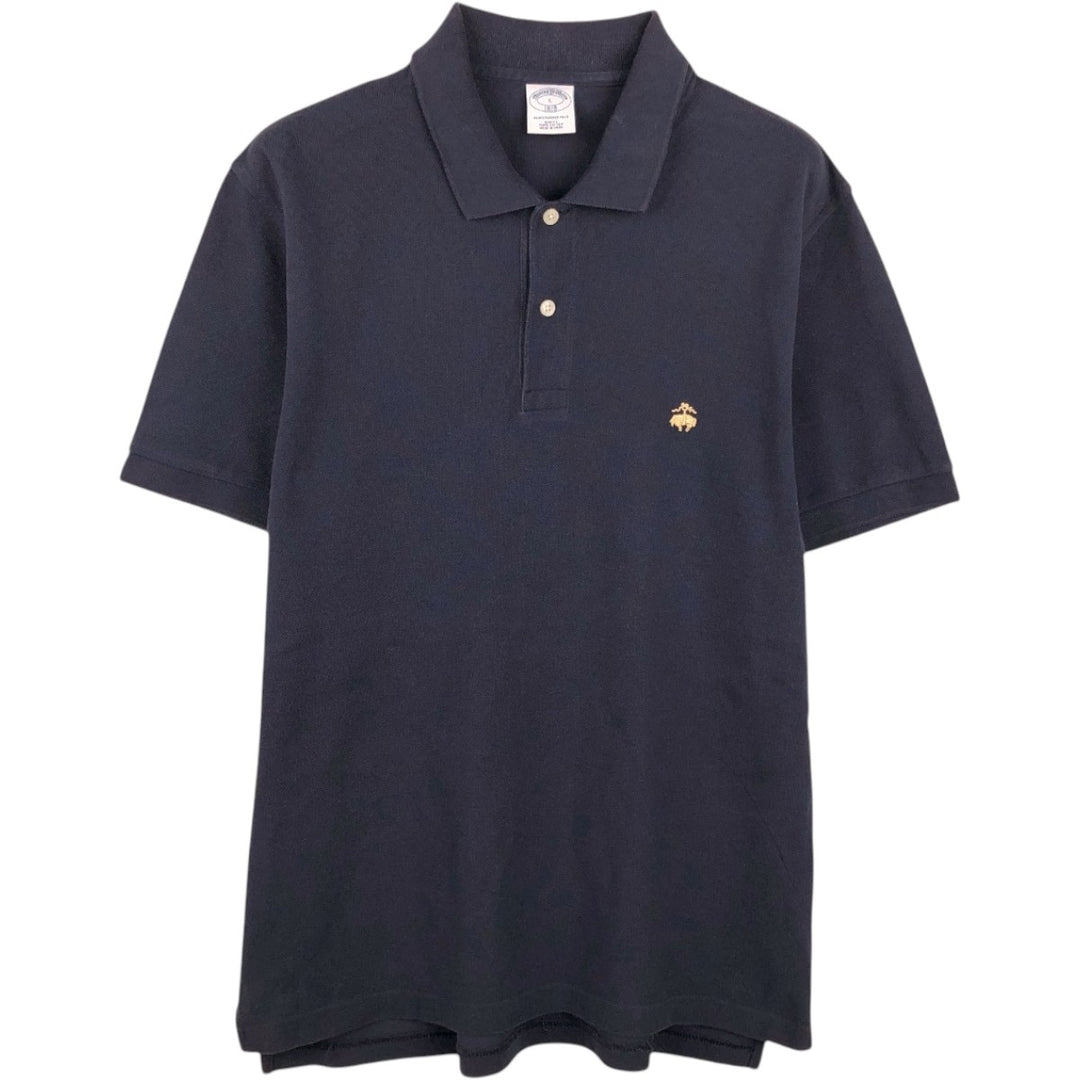 Brooks Brothers 1818 Short-Sleeve Polo Shirt, Men's Size L (approx.) cotton navy blue type Vintage Second Hand