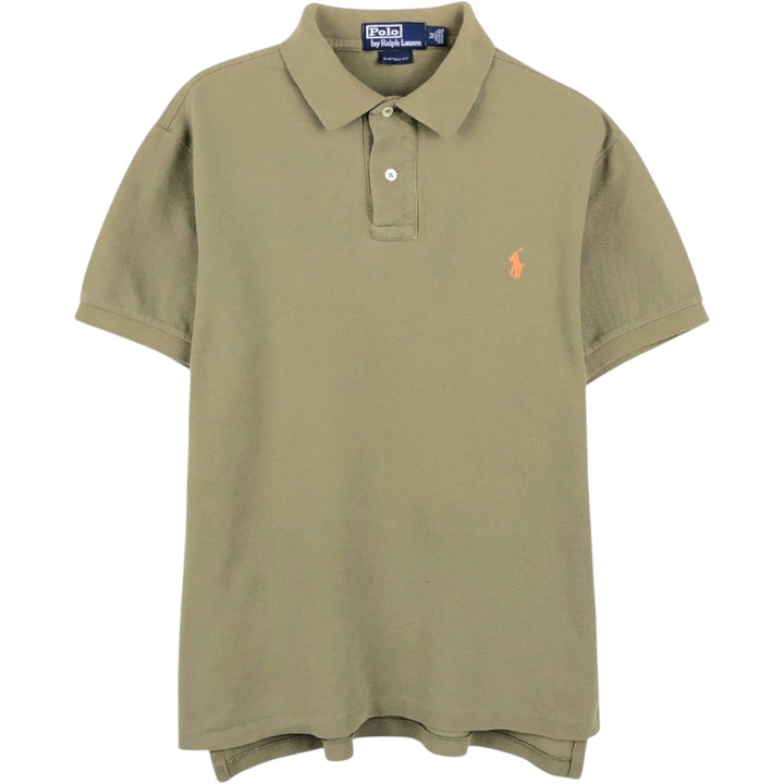 Ralph Lauren POLO by Ralph Lauren CUSTOM FIT short sleeve polo shirt, men's M size cotton Khaki type brown Vintage Second Hand