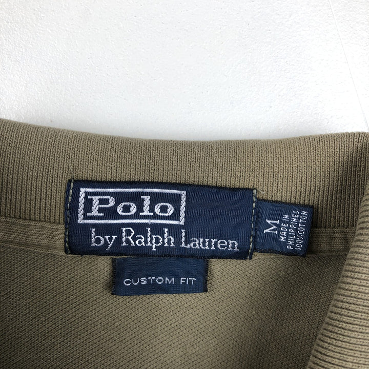 Ralph Lauren POLO by Ralph Lauren CUSTOM FIT short sleeve polo shirt, men's M size cotton Khaki type brown Vintage Second Hand