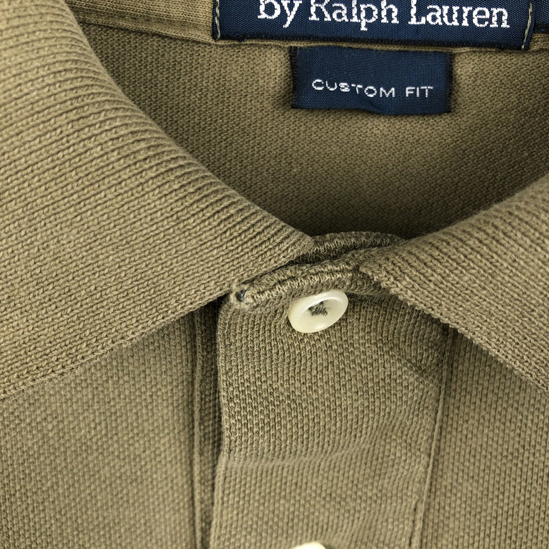 Ralph Lauren POLO by Ralph Lauren CUSTOM FIT short sleeve polo shirt, men's M size cotton Khaki type brown Vintage Second Hand