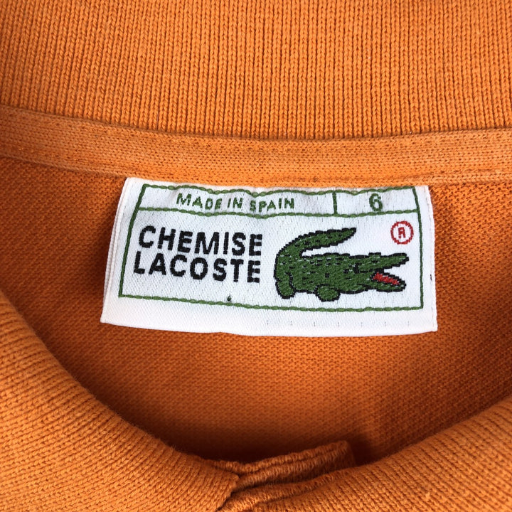 80s-90'S Lacoste Chemise French Lacoste Short-Sleeve Polo Shirt, Size 6 (Men's XL equivalent), Vintage cotton orange type Vintage Second Hand