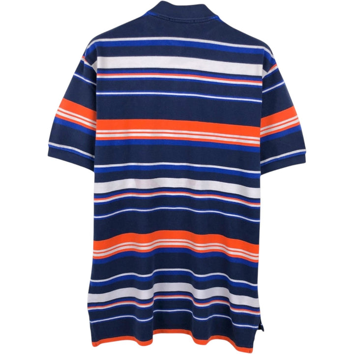 Ralph Lauren POLO by Ralph Lauren Multi-border short sleeve striped polo shirt Men's size L cotton navy blue type Vintage Second Hand