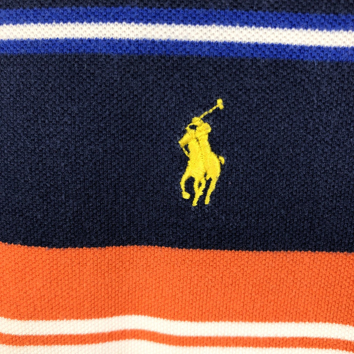 Ralph Lauren POLO by Ralph Lauren Multi-border short sleeve striped polo shirt Men's size L cotton navy blue type Vintage Second Hand