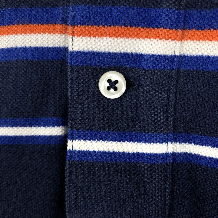 Ralph Lauren POLO by Ralph Lauren Multi-border short sleeve striped polo shirt Men's size L cotton navy blue type Vintage Second Hand