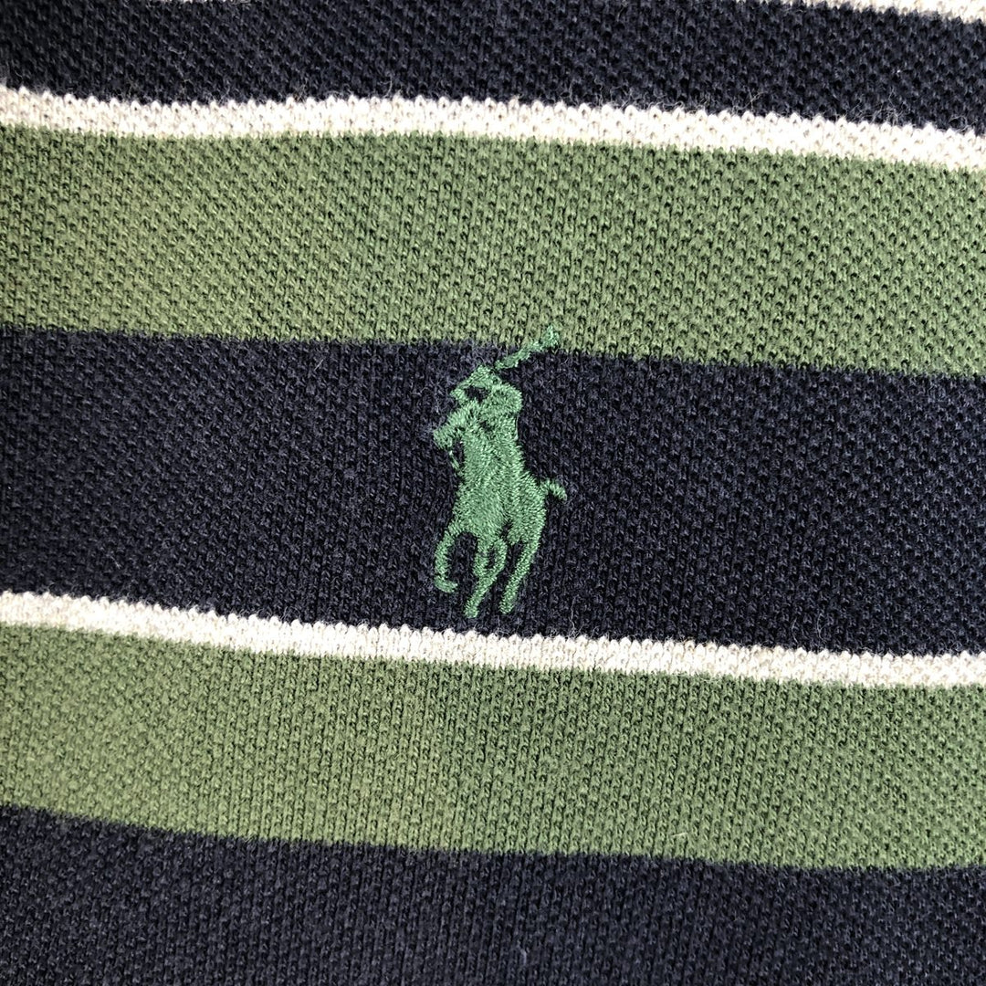 Ralph Lauren POLO by Ralph Lauren Multi-border short sleeve striped polo shirt Men's XL size cotton navy blue type Vintage Second Hand