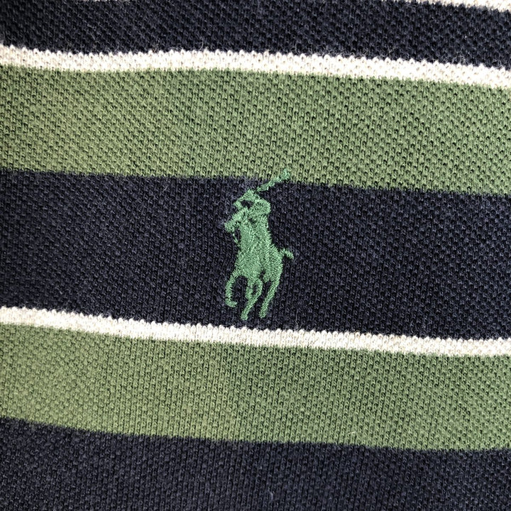 Ralph Lauren POLO by Ralph Lauren Multi-border short sleeve striped polo shirt Men's XL size cotton navy blue type Vintage Second Hand