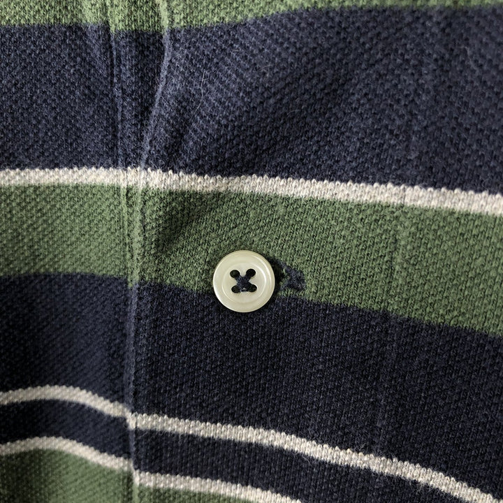 Ralph Lauren POLO by Ralph Lauren Multi-border short sleeve striped polo shirt Men's XL size cotton navy blue type Vintage Second Hand