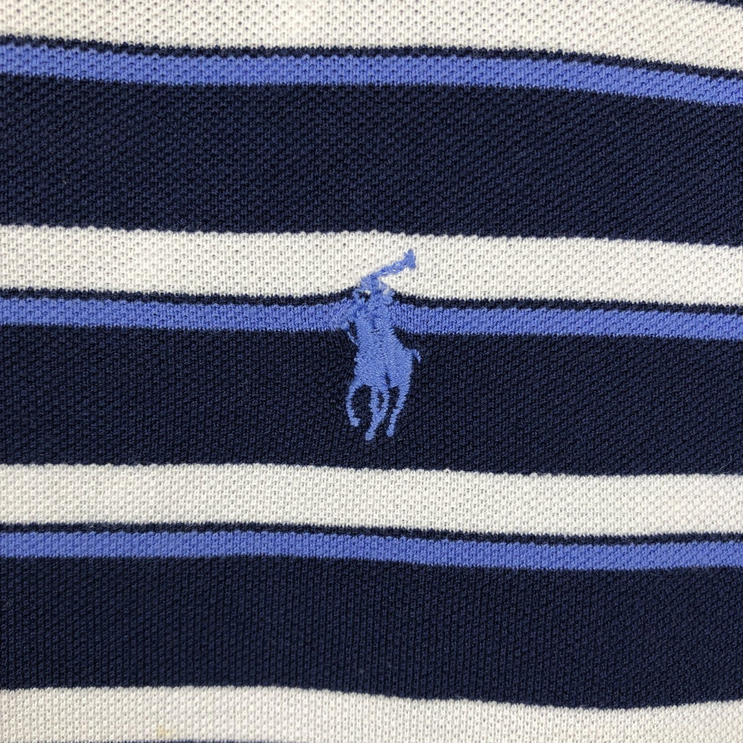 Ralph Lauren POLO by Ralph Lauren GOLF FIT Multi-stripe Short-Sleeve Polo Shirt, Men's XXL equivalent. Pima Cotton navy blue type Vintage Second Hand