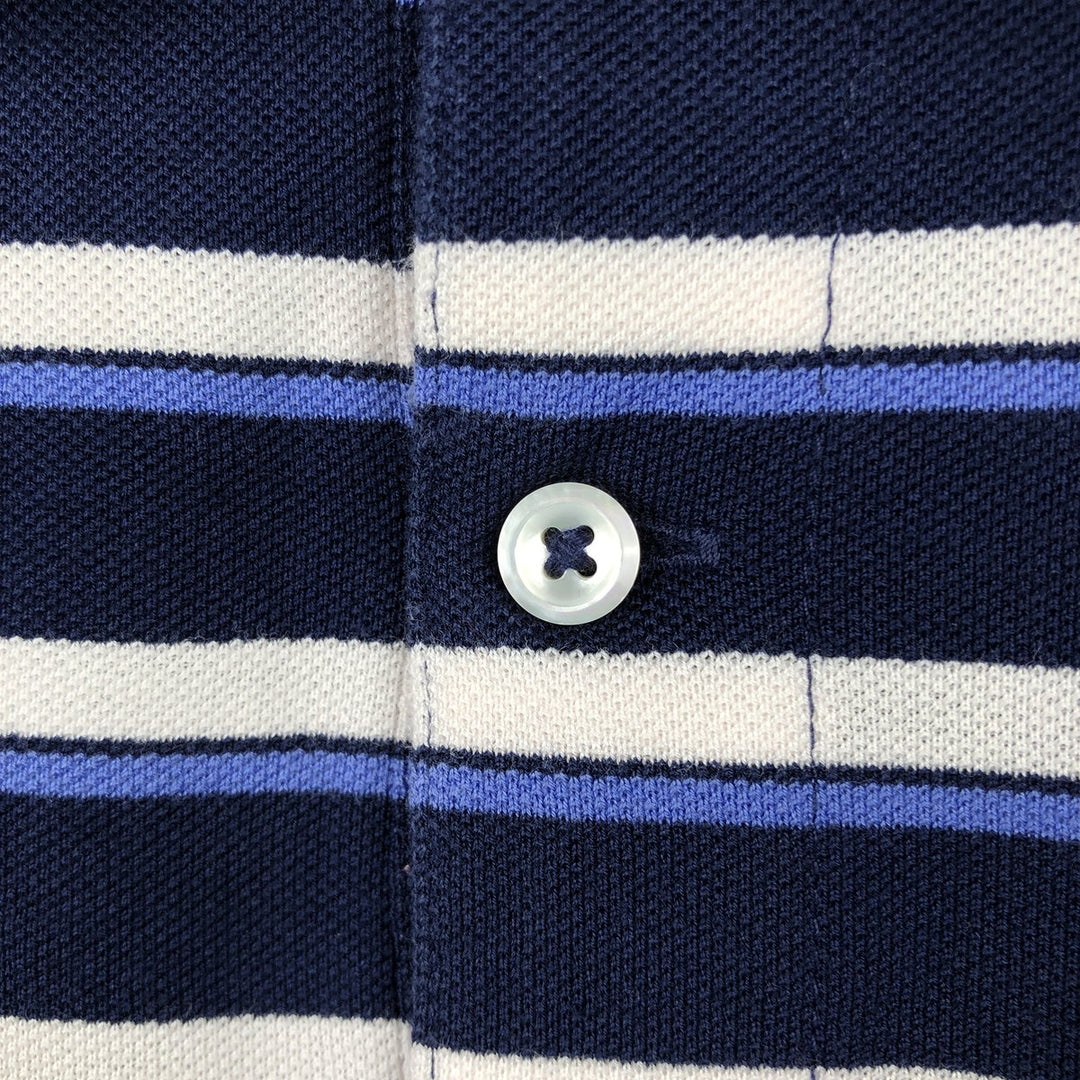 Ralph Lauren POLO by Ralph Lauren GOLF FIT Multi-stripe Short-Sleeve Polo Shirt, Men's XXL equivalent. Pima Cotton navy blue type Vintage Second Hand