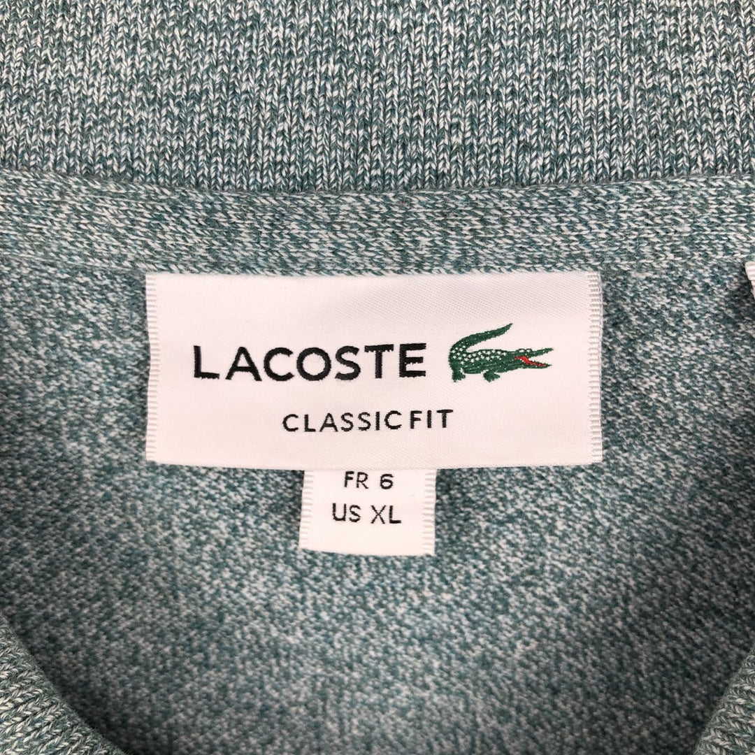 Lacoste Classic Fit short sleeve polo shirt size 6, men's XL cotton green type yellow green Vintage Second Hand