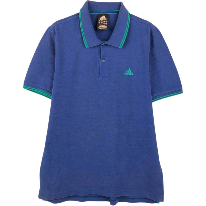 Adidas short sleeve polo shirt, size L for men cotton blue type Vintage Second Hand
