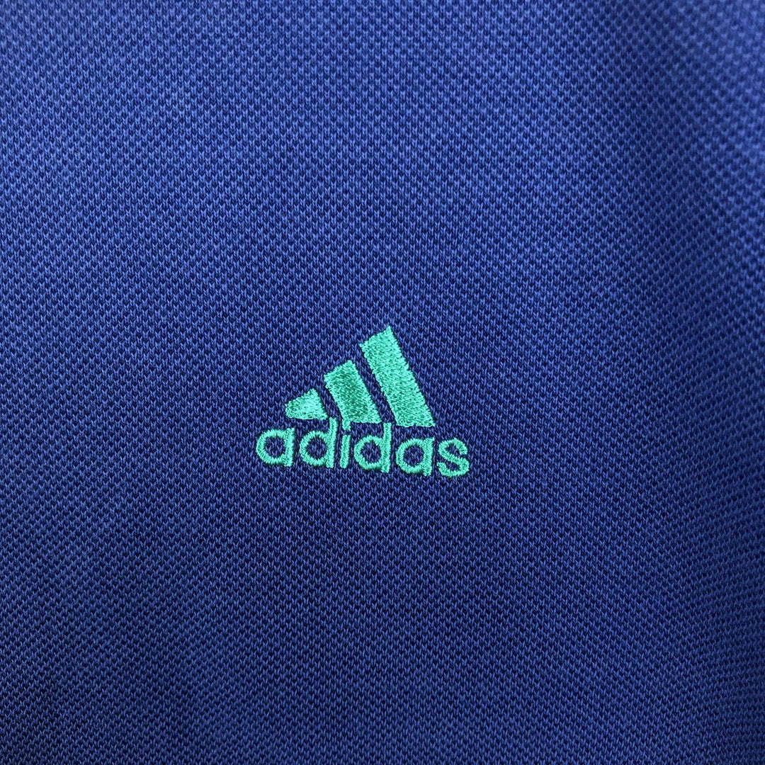 Adidas short sleeve polo shirt, size L for men cotton blue type Vintage Second Hand