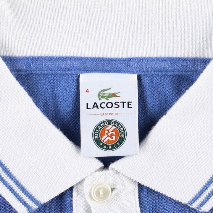 Lacoste Roland-Garros Short-Sleeve Polo Shirt, Size 4 (Men's M equivalent) cotton Blue type light blue Vintage Second Hand