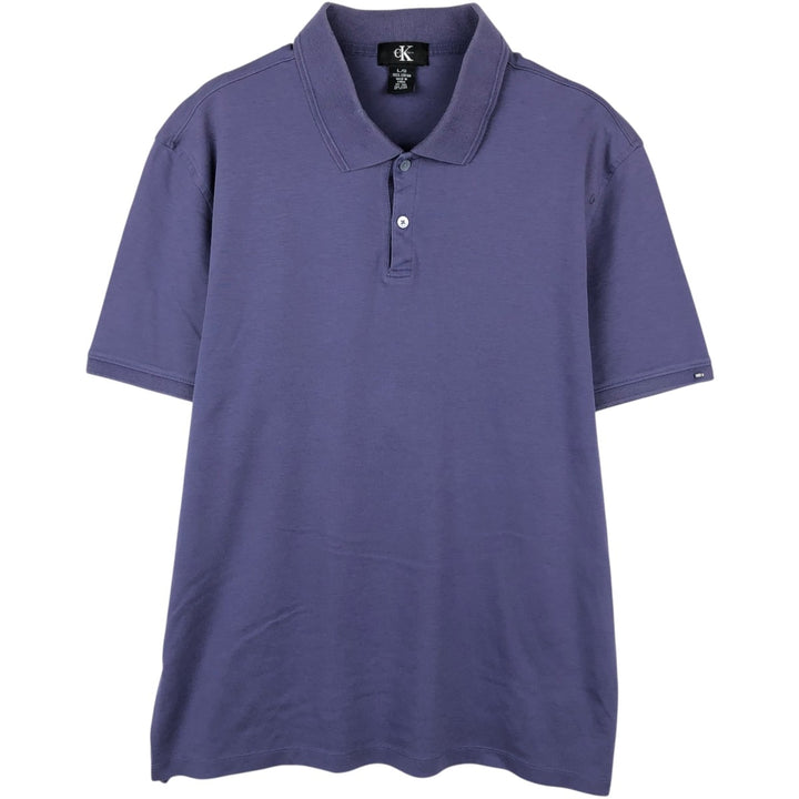 90s-00'S Calvin Klein short-sleeved polo shirt, men's size L equivalent, vintage. cotton Purple type blue-purple Vintage Second Hand