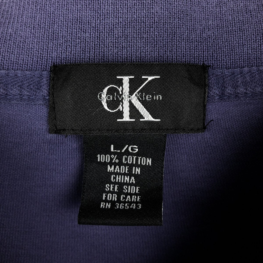90s-00'S Calvin Klein short-sleeved polo shirt, men's size L equivalent, vintage. cotton Purple type blue-purple Vintage Second Hand