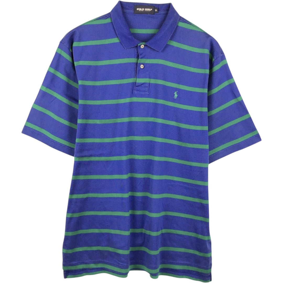Ralph Lauren POLO GOLF Short Sleeve Striped Polo Shirt Men's XL cotton blue type Vintage Second Hand