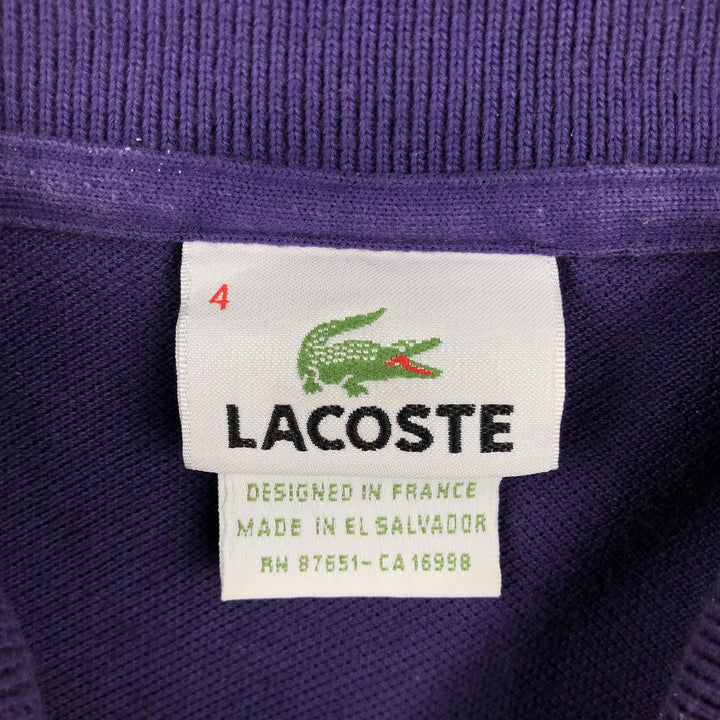 Lacoste LACOSTE French design short sleeve polo shirt size 4, men's M size cotton purple type Vintage Second Hand
