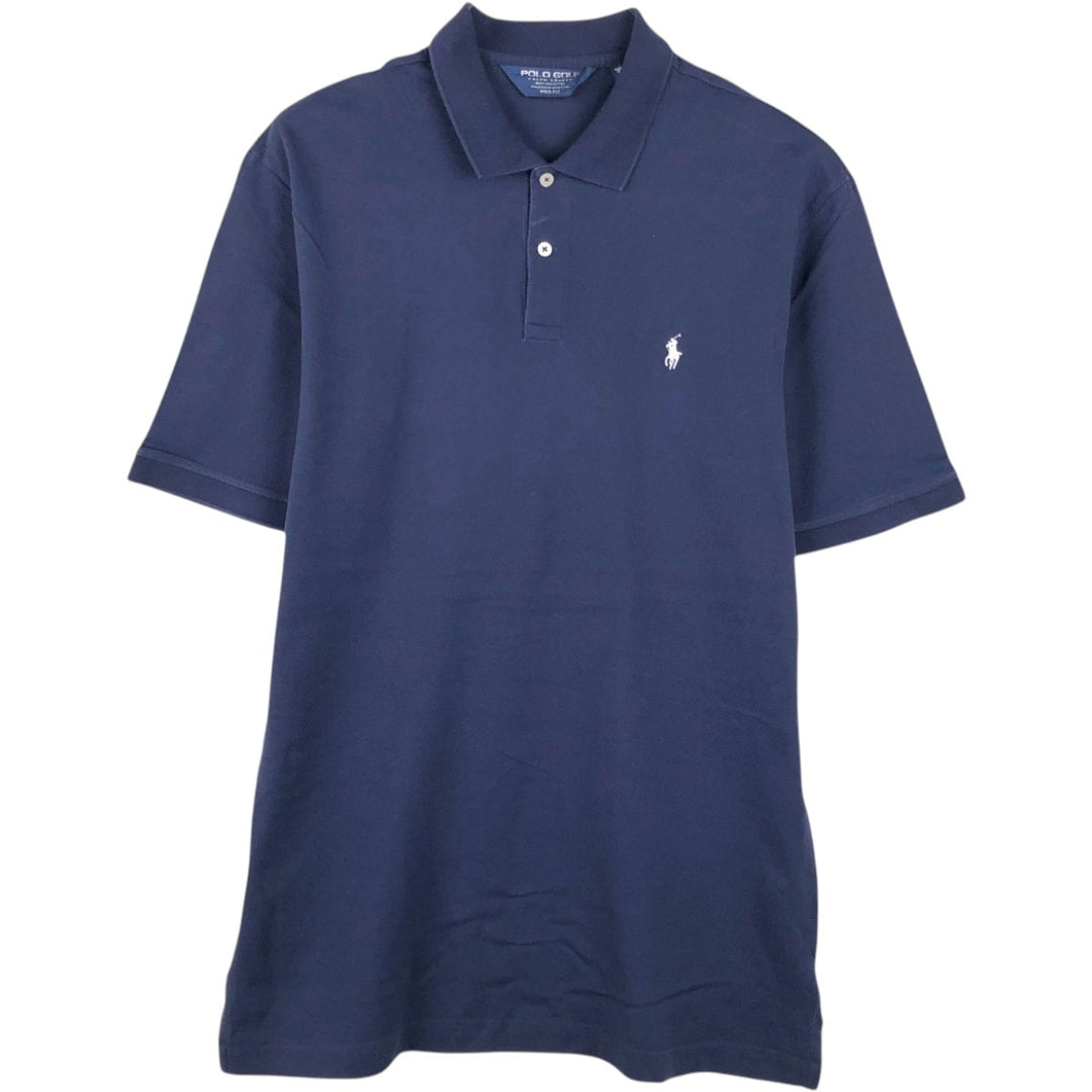 Ralph Lauren POLO GOLF PRO FIT Short-Sleeve Polo Shirt, Men's Size L (approx.) Pima Cotton navy blue type Vintage Second Hand