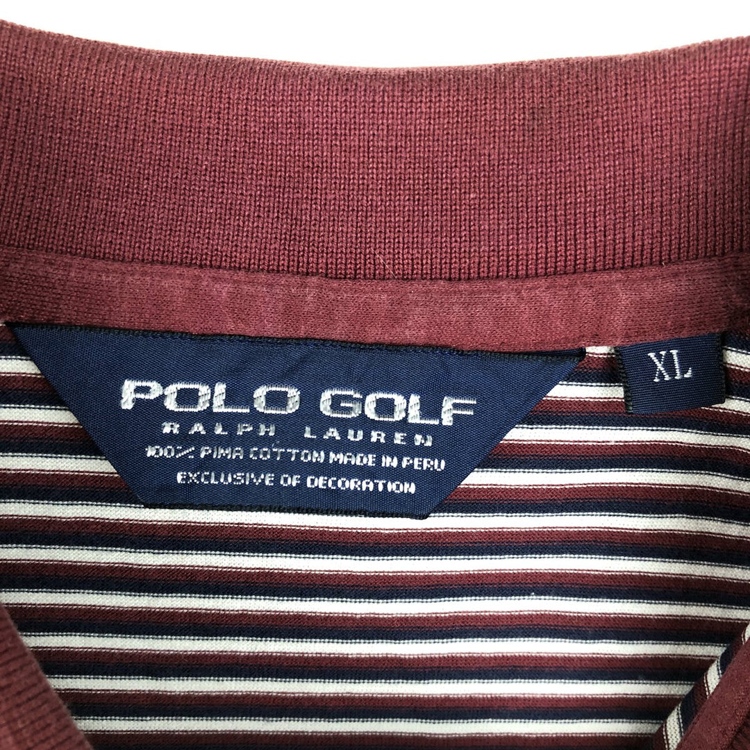 Ralph Lauren POLO by Ralph Lauren GOLF FIT Multi-stripe Short-Sleeve Polo Shirt, Men's Size XL (approx.) Pima Cotton red type Vintage Second Hand