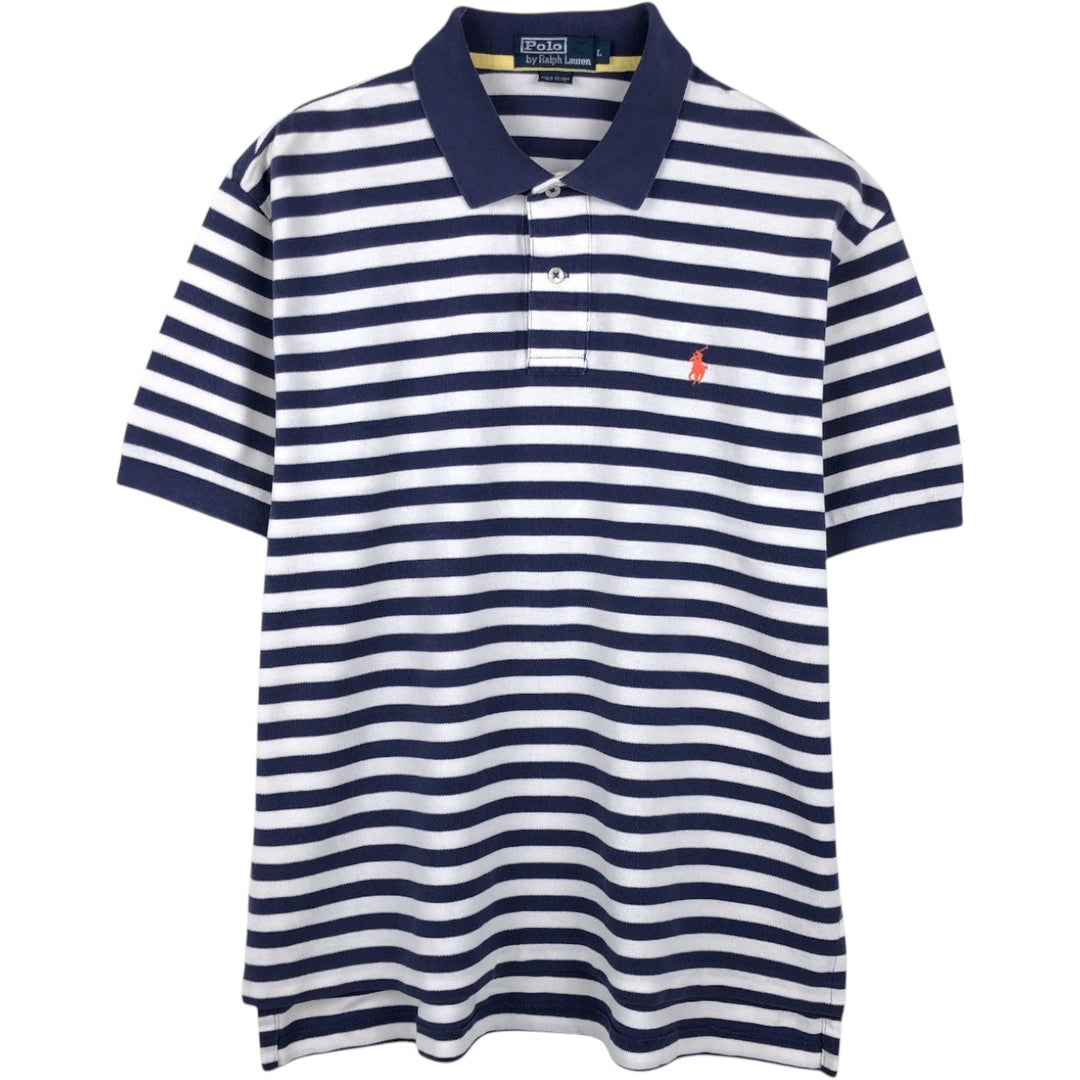 Ralph Lauren POLO by Ralph Lauren short sleeve striped polo shirt, men's size L cotton Purple type blue-purple Vintage Second Hand