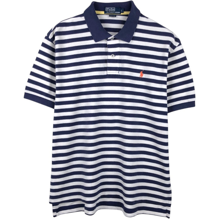 Ralph Lauren POLO by Ralph Lauren short sleeve striped polo shirt, men's size L cotton Purple type blue-purple Vintage Second Hand