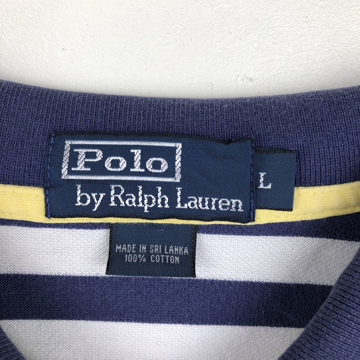 Ralph Lauren POLO by Ralph Lauren short sleeve striped polo shirt, men's size L cotton Purple type blue-purple Vintage Second Hand