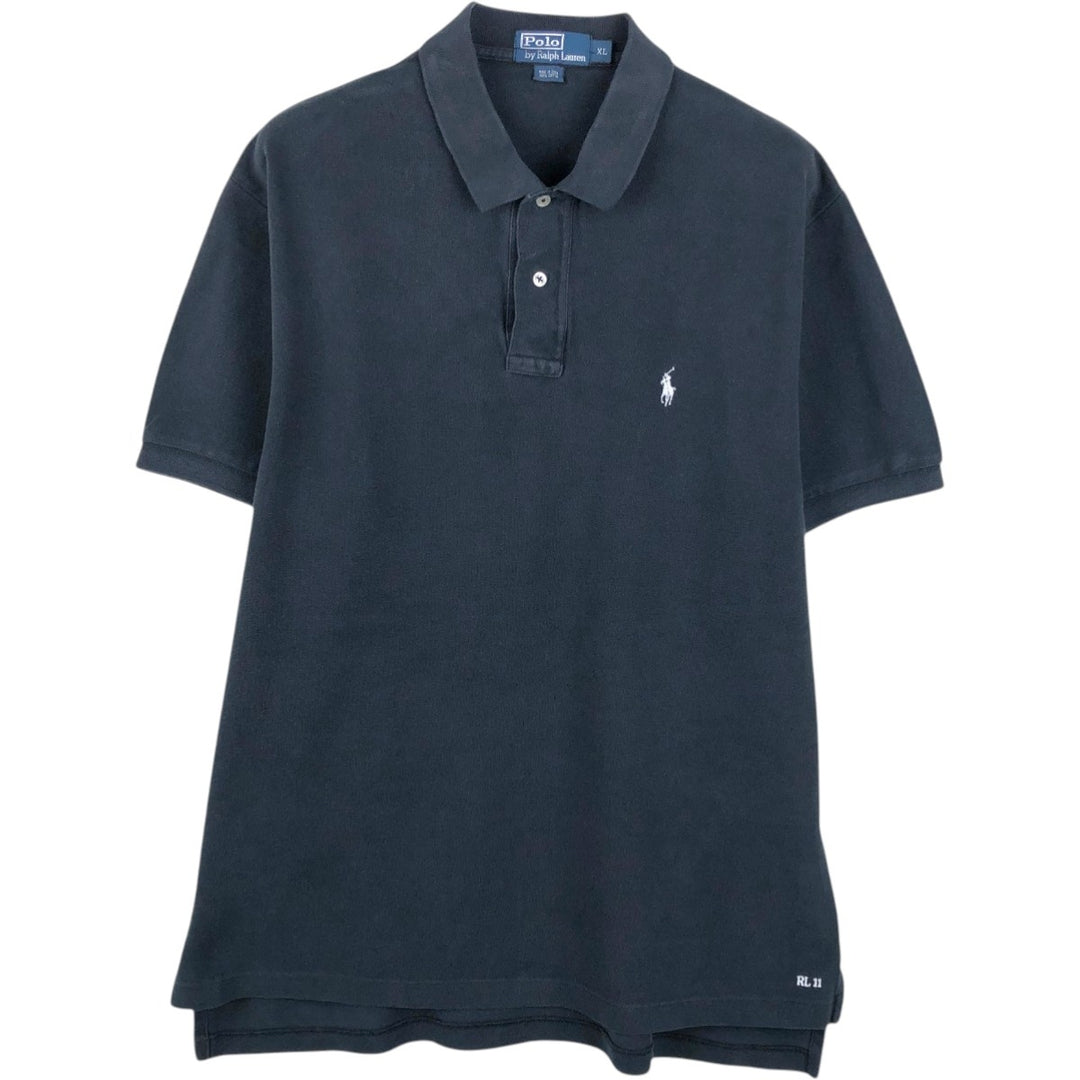 Ralph Lauren POLO by Ralph Lauren short sleeve polo shirt, men's XL size cotton black type Vintage Second Hand