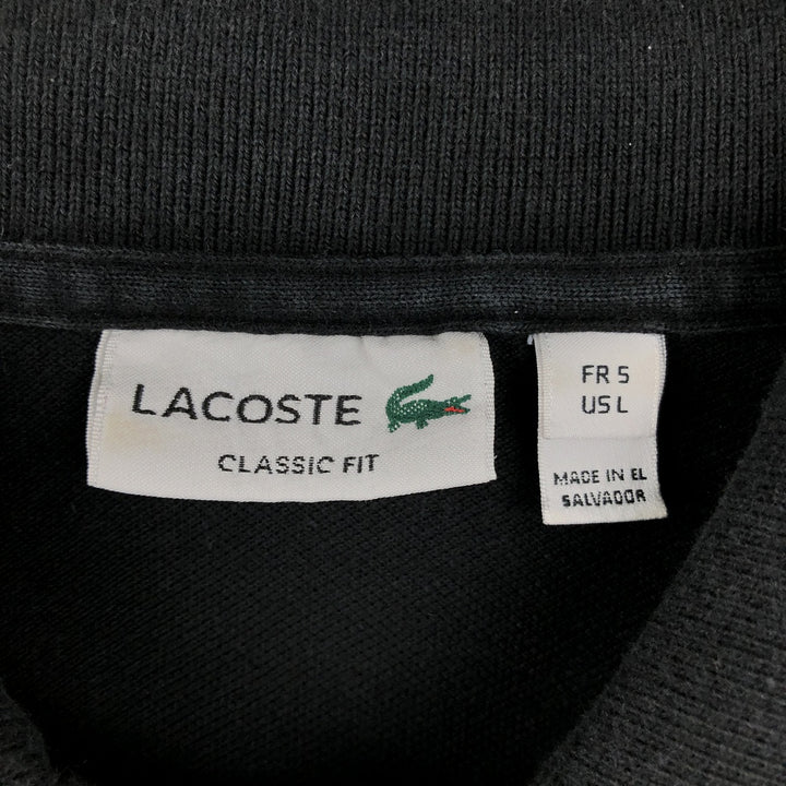 Lacoste Classic Fit short sleeve polo shirt, men's size L cotton black type Vintage Second Hand