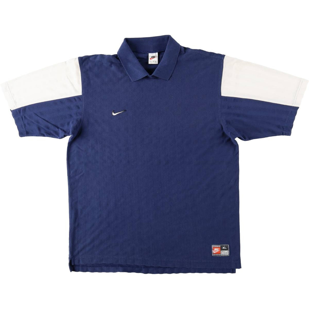 90'S Nike short sleeve polo shirt, men's XL size, vintage cotton navy blue type Vintage Second Hand