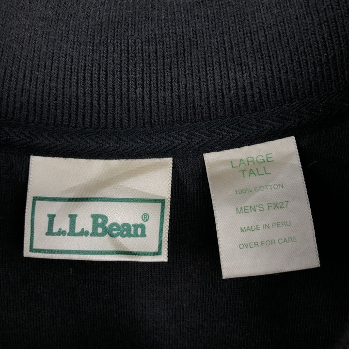 LLBean Men's Short Sleeve Polo Shirt (Size L) cotton black type Vintage Second Hand