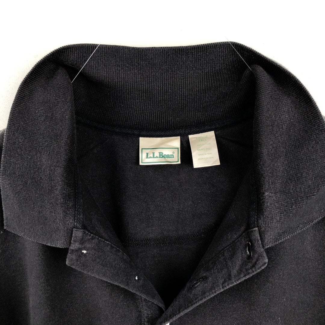 LLBean Men's Short Sleeve Polo Shirt (Size L) cotton black type Vintage Second Hand