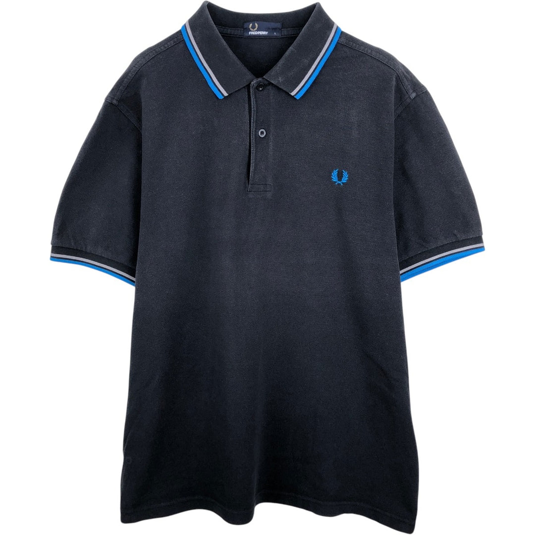 Fred Perry short sleeve polo shirt, size L for men cotton black type Vintage Second Hand
