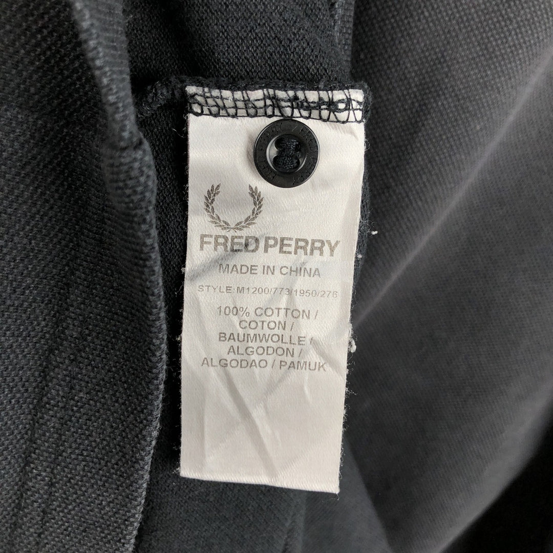 Fred Perry short sleeve polo shirt, size L for men cotton black type Vintage Second Hand
