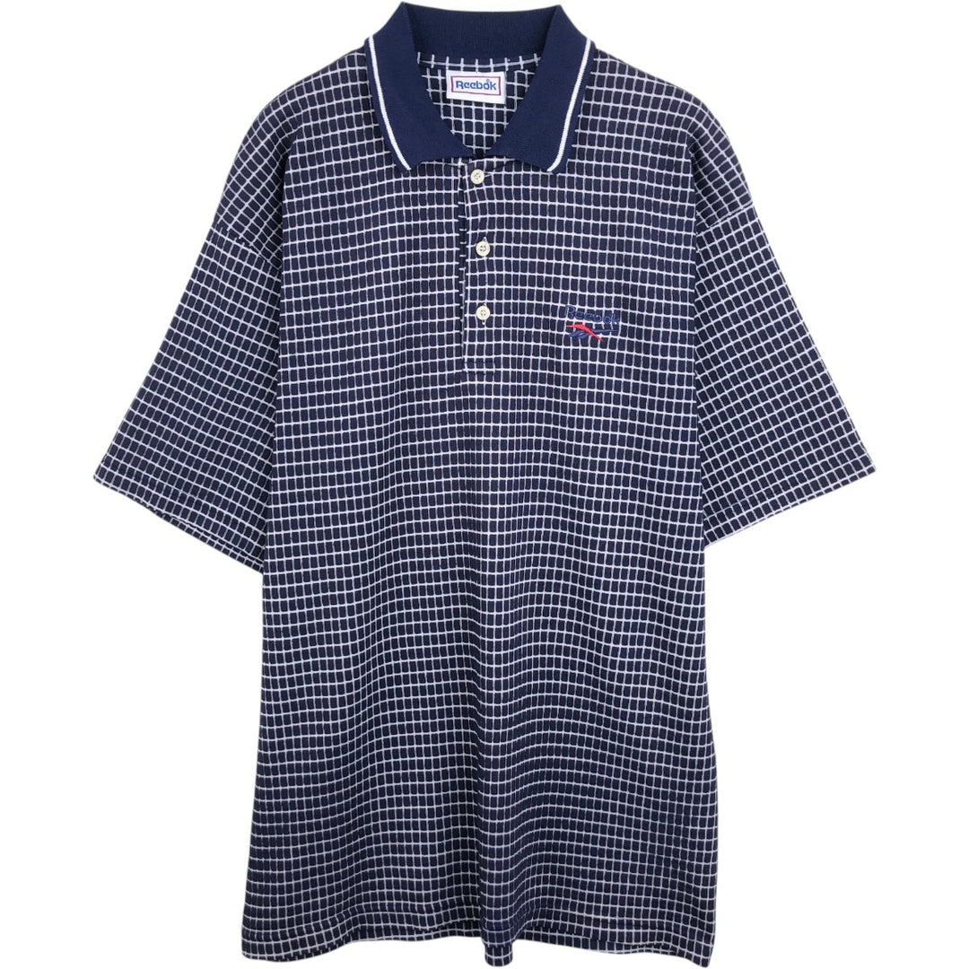 Reebok short-sleeved polo shirt, men's size L (equivalent to size L) unclear navy blue type Vintage Second Hand