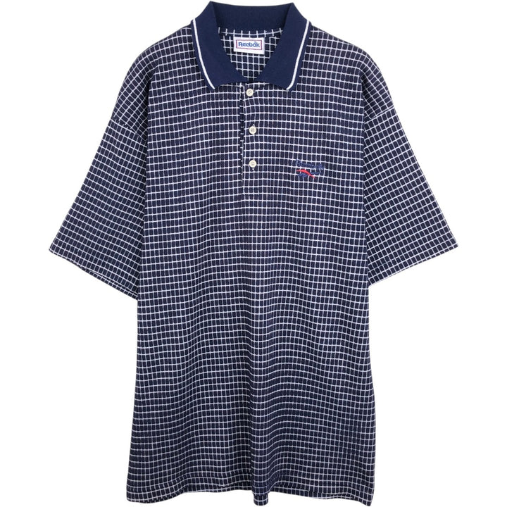 Reebok short-sleeved polo shirt, men's size L (equivalent to size L) unclear navy blue type Vintage Second Hand