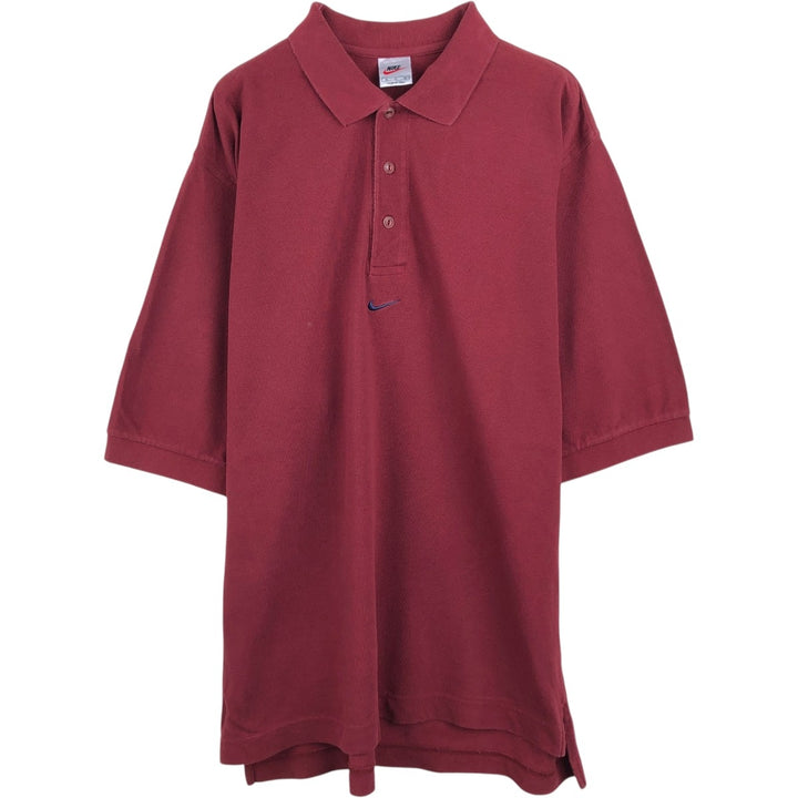Nike short-sleeved polo shirt, men's size M cotton burgundy type Vintage Second Hand