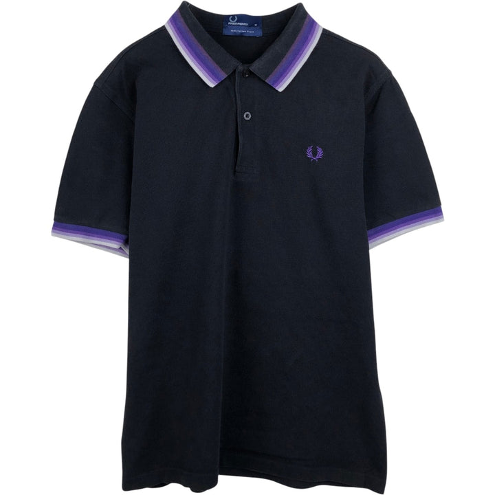 Fred Perry short sleeve polo shirt, size M for men cotton black type Vintage Second Hand