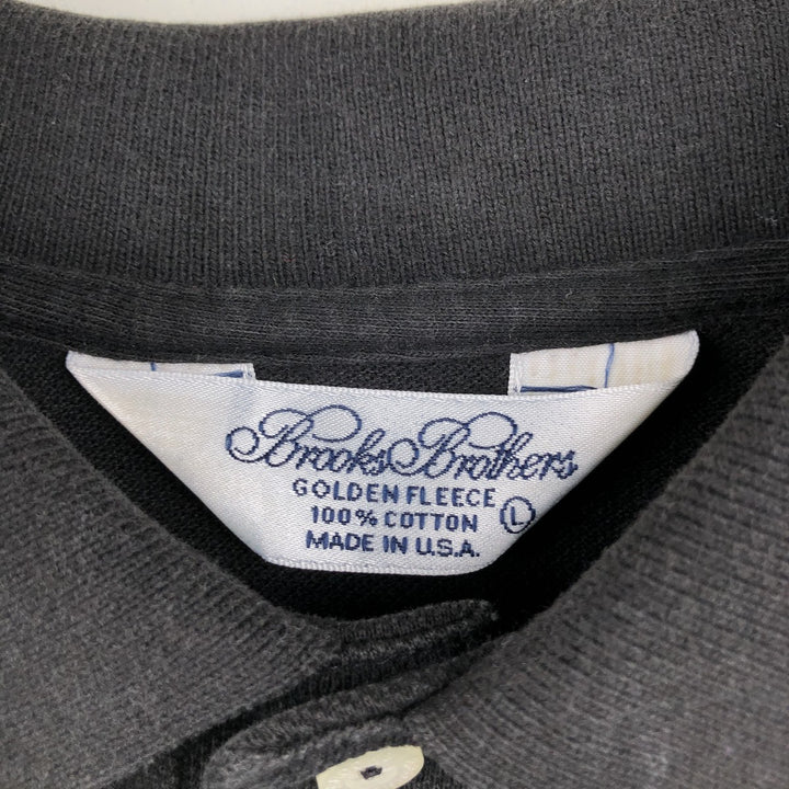 1990'S Brooks Brothers GOLDEN FLEECE Short-Sleeve Polo Shirt, Made in USA, Men's Size L (Equivalent), Vintage cotton black type Vintage Second Hand