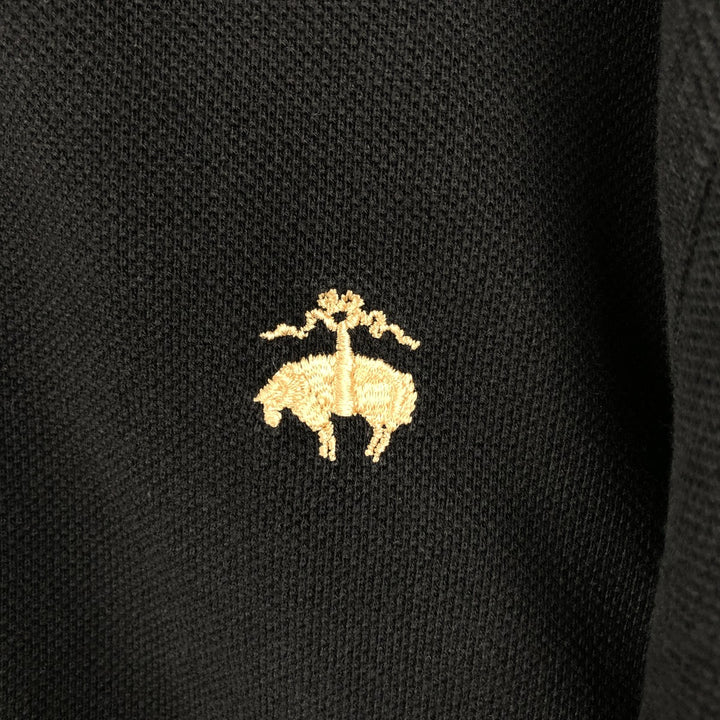 1990'S Brooks Brothers GOLDEN FLEECE Short-Sleeve Polo Shirt, Made in USA, Men's Size L (Equivalent), Vintage cotton black type Vintage Second Hand