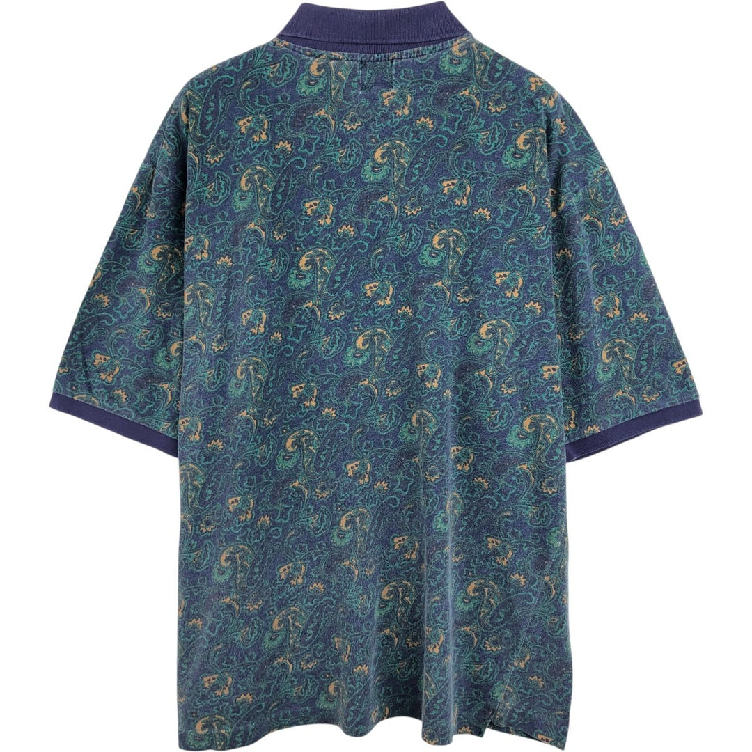 90'S GAP Old Gap Paisley Pattern Short-Sleeve Polo Shirt, Men's Size L (Equivalent), Vintage cotton navy blue type Vintage Second Hand