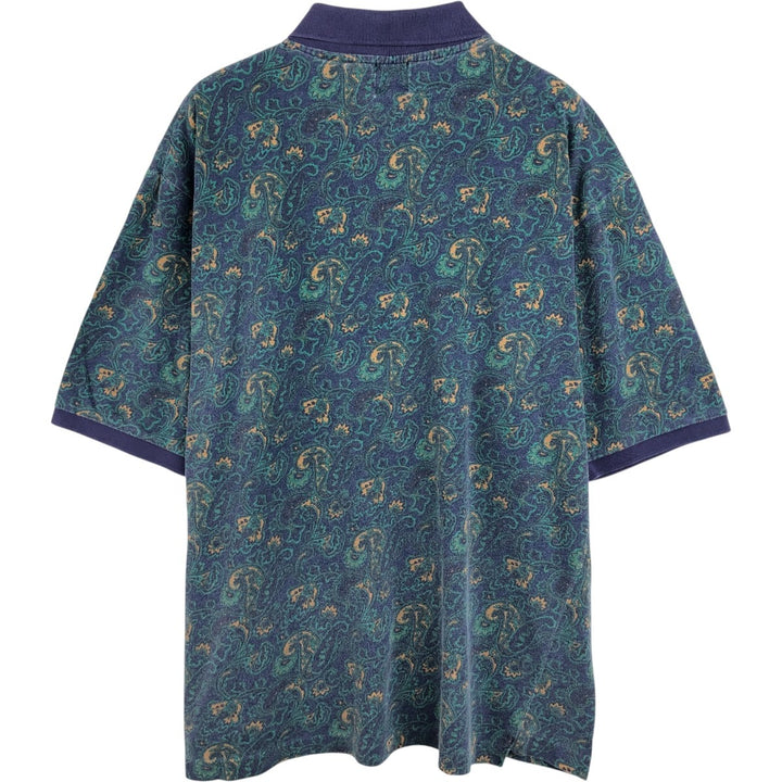 90'S GAP Old Gap Paisley Pattern Short-Sleeve Polo Shirt, Men's Size L (Equivalent), Vintage cotton navy blue type Vintage Second Hand