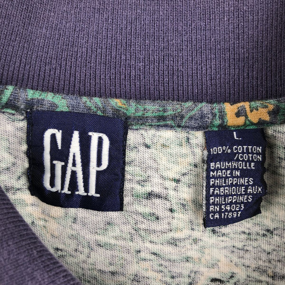 90'S GAP Old Gap Paisley Pattern Short-Sleeve Polo Shirt, Men's Size L (Equivalent), Vintage cotton navy blue type Vintage Second Hand